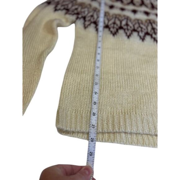 STOIC Cream and Burgandy Fairisle Nordic Oversized Sweater Women's MEDIUM - Picture 6 of 8